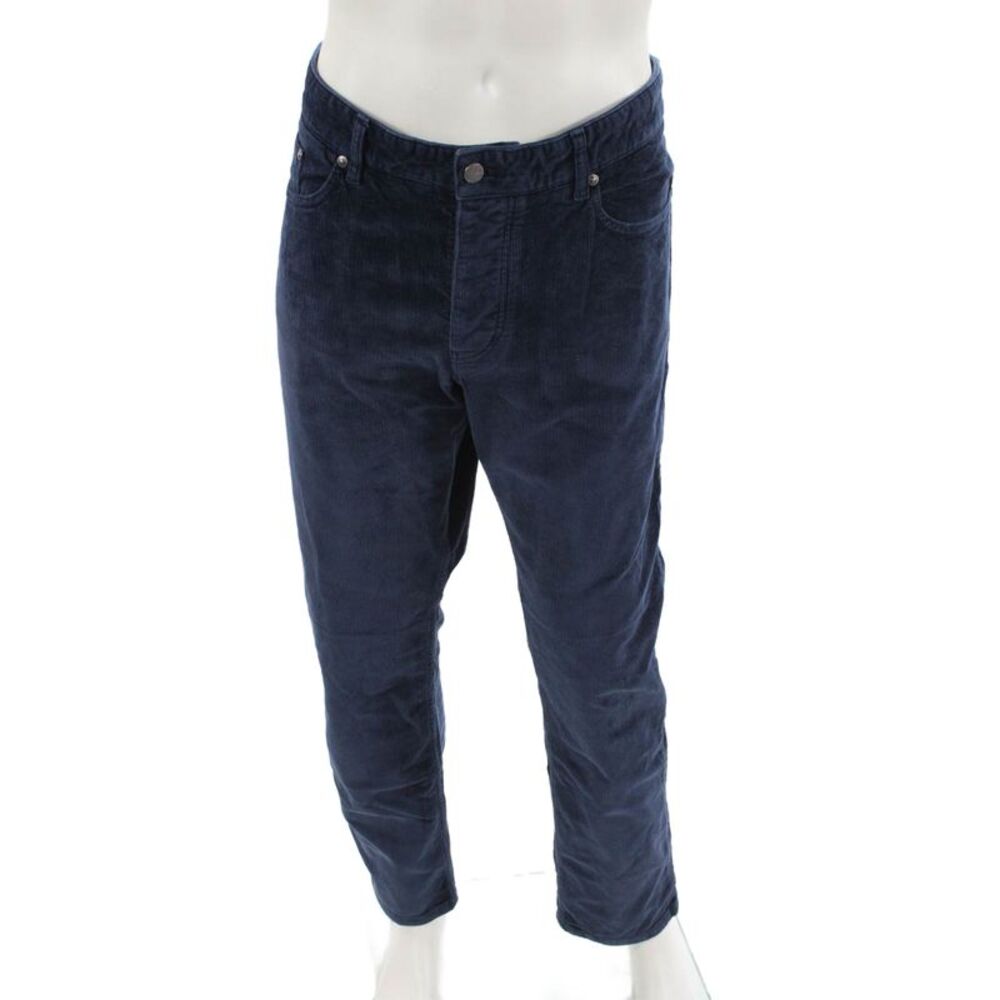 Designer Mens Dark Blue Classic Cotton Blend Pants Button Size 36